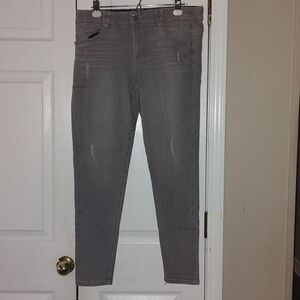Democracy gray distressed wide elastic band AB solution skinny jeans  Sz 14 NWOT